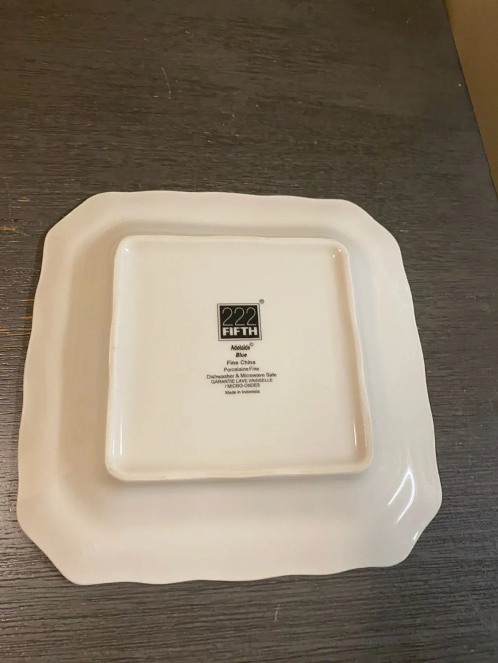 222 Fifth Adelaide Blue  Floral Square Porcelain Plate